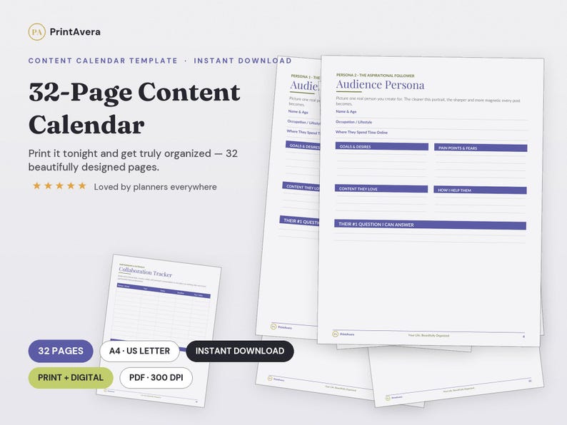 Content Calendar Template | Social Media Planner, Excel Spreadsheet (Digital Download) image 1