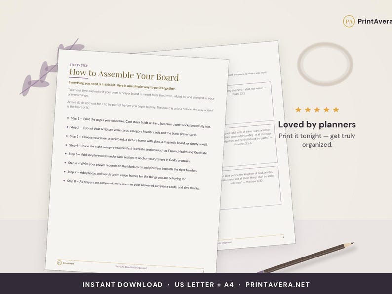Prayer Board Printable Kit | Scripture, Request, Vision Cards (PDF Download) image 5