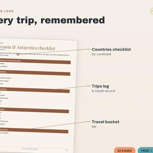 Countries Visited Checklist | Travel Tracker, Trip Log (PDF Download) image 3