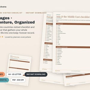Countries Visited Checklist | Travel Tracker, Trip Log (PDF Download)