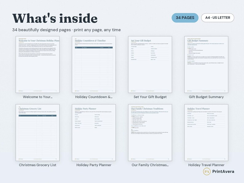 Christmas Planner Printable | Holiday Organization, Gift Tracker, Menu Planner (PDF Download) image 2