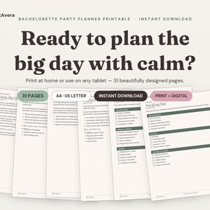 Bachelorette Party Planner Printable | Maid of Honour Organizer (PDF Download) image 1