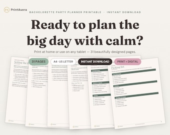 Bachelorette Party Planner Printable | Maid of Honour Organizer (PDF Download)