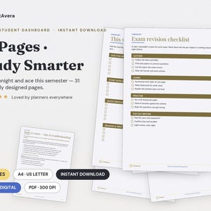 Notion Student Dashboard Planner | Setup Guide, PDF (A4/US Letter)