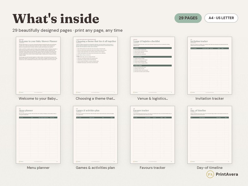 Baby Shower Planner Printable | Guest List, Budget, Decor Tracker (PDF Download) image 2