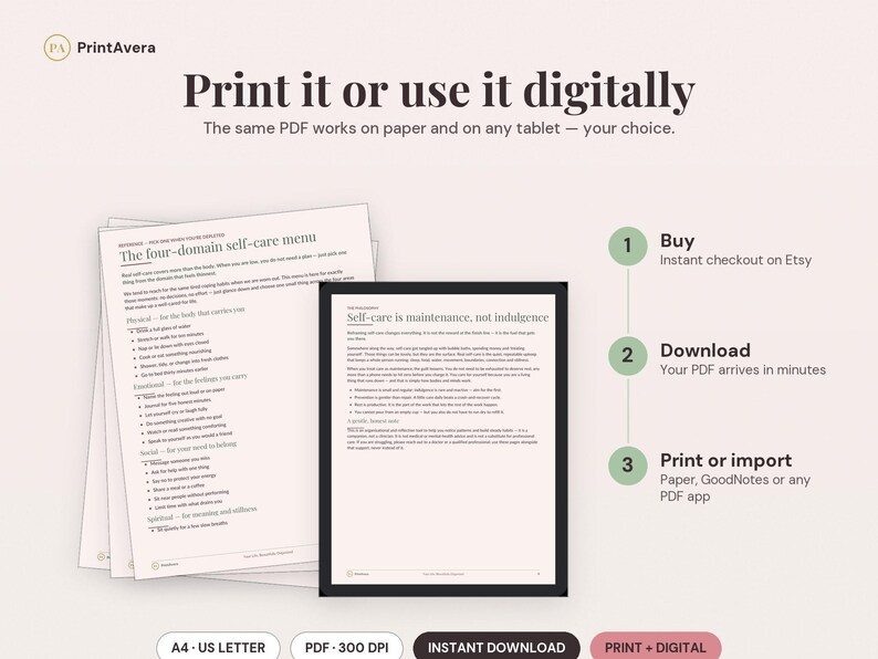 Registro de autocuidado imprimible / Registro de salud diario, semanal y mensual (descarga en PDF) imagen 4