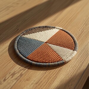 Beginner Geometric Punch Needle Pattern PDF, Easy Mug Rug Template, Modern First Project Coaster, Instant Download image 3
