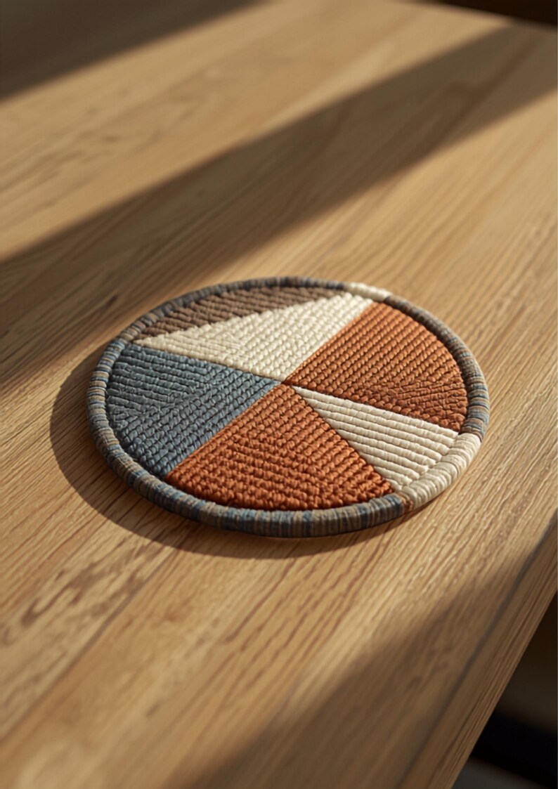 Beginner Geometric Punch Needle Pattern PDF, Easy Mug Rug Template, Modern First Project Coaster, Instant Download image 3