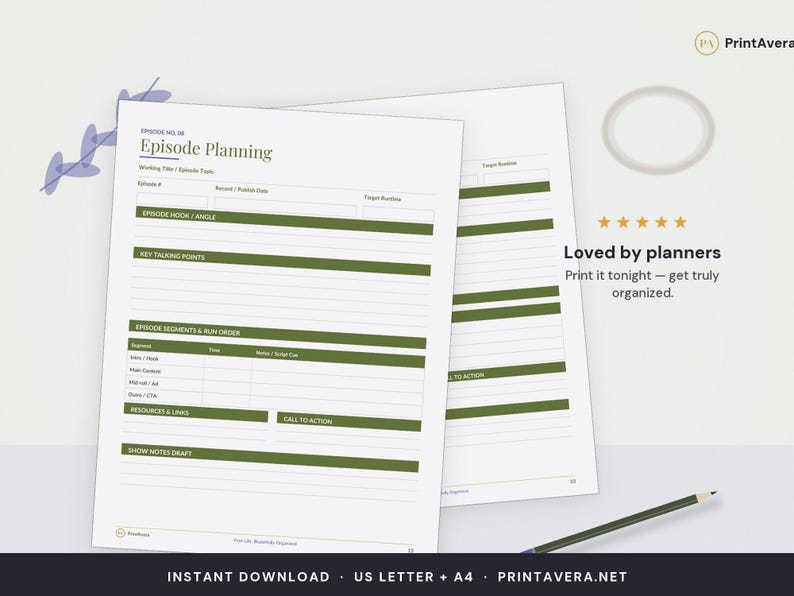 Podcast Planner Template | Content Calendar, Episode Checklist (Excel, PDF) image 5