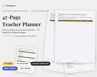 Teacher Planner Printable | Classroom, Homeschool, Lesson Planner (PDF Download)