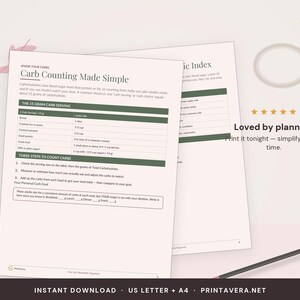 Diabetic Meal Planner Printable | Weekly Carb Counting PDF (A4 US Letter) image 5