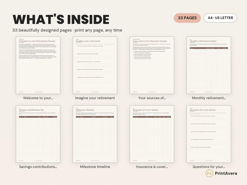 Retirement Planner Printable | Budget, Expense, Finance Tracker (PDF Download) image 2