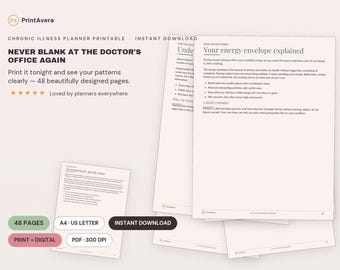 Chronic Illness Planner Printable | Symptom Tracker, Medication Log (PDF Download)