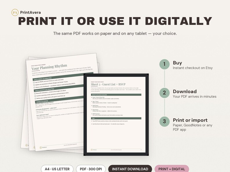 Wedding Planner Spreadsheet | Budget, Guest List, Vendors (Digital Download) image 4
