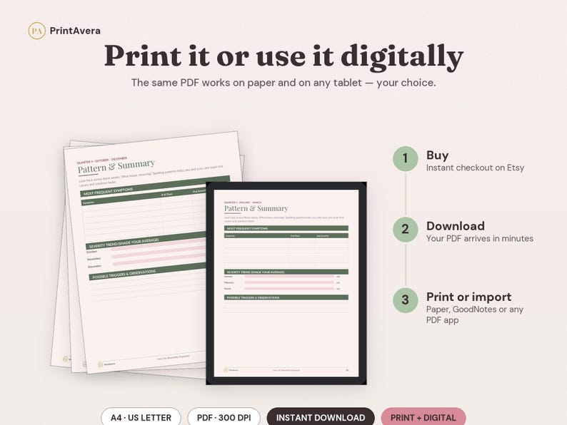 Symptom Tracker Printable | Chronic Illness Health Log (Digital Download) image 4