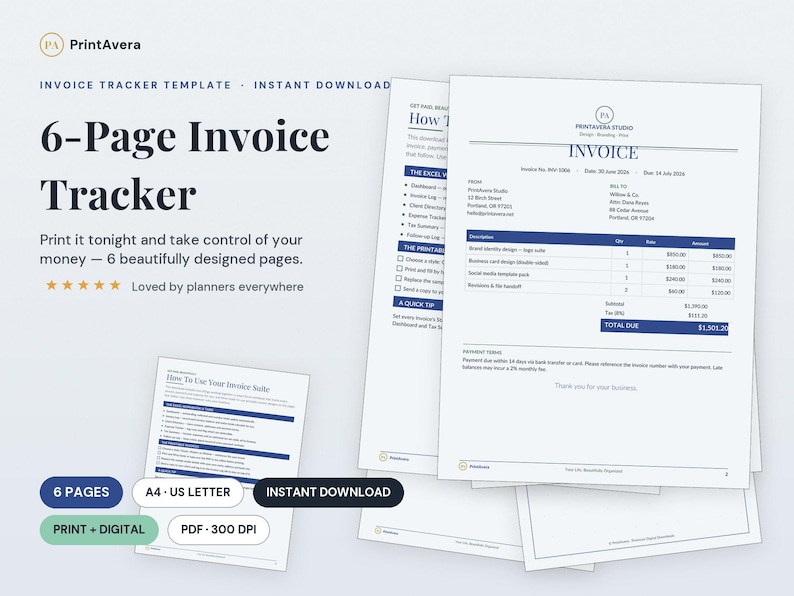 Invoice Tracker Template | Small Business Payment Manager (Excel PDF) image 1