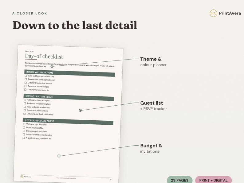 Baby Shower Planner Printable | Guest List, Budget, Decor Tracker (PDF Download) image 3