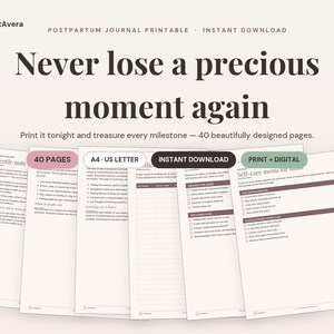 Postpartum Journal Printable | New Mom Recovery & Wellbeing Tracker (PDF Download) image 1