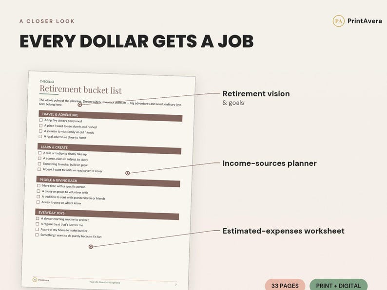 Retirement Planner Printable | Budget, Expense, Finance Tracker (PDF Download) image 3