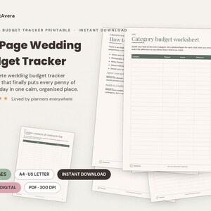 Wedding Budget Tracker Printable | Planner, Binder, Organizer (Digital Download)