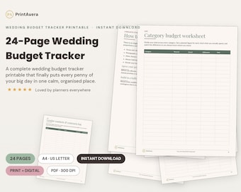 Wedding Budget Tracker Printable | Planner, Binder, Organizer (Digital Download)