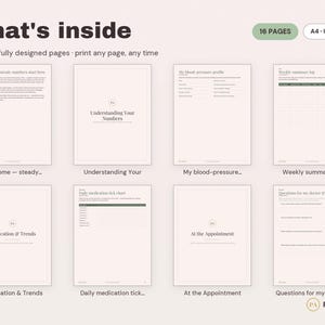 Blood Pressure Log Printable | Blood Pressure Tracker, Blood Pressure Chart, Medical Tracker, Pulse Log | A4 US Letter, Instant Download PDF image 2