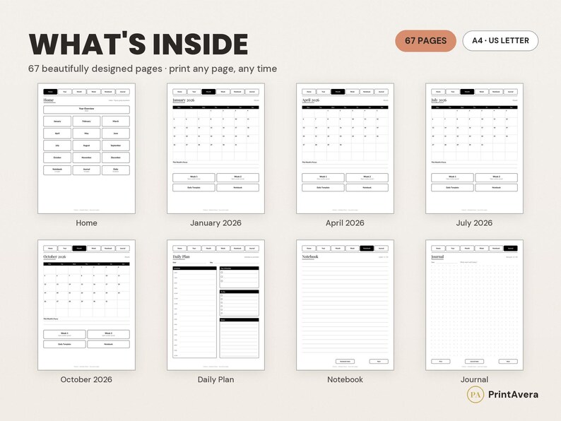 reMarkable 2 Planner | 67-Page Digital PDF, Daily Weekly Monthly (Instant Download) image 2