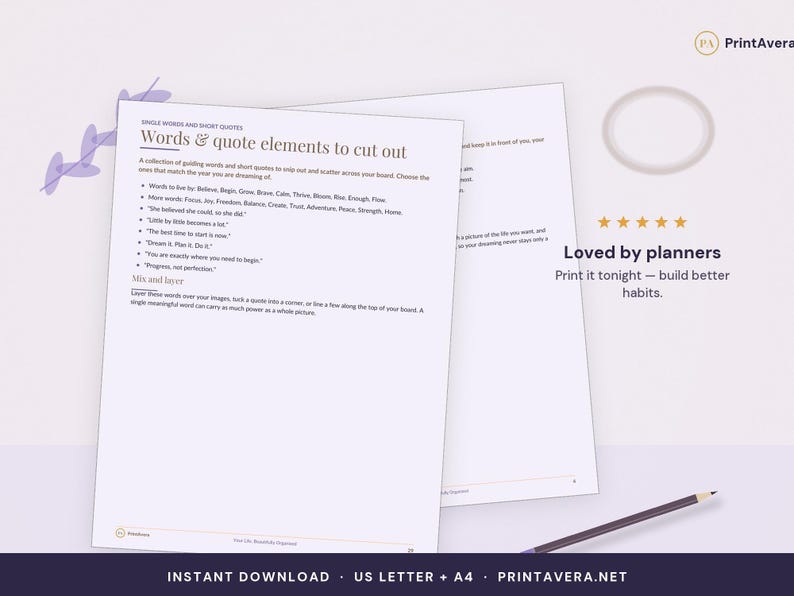 Vision Board Printable Kit | Law of Attraction, Affirmation Cards (PDF Download) image 5