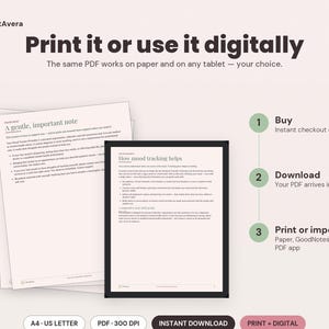 Registro de estado de ánimo imprimible / Registros anuales, mensuales y semanales (PDF tamaño A4/Carta estadounidense) imagen 4