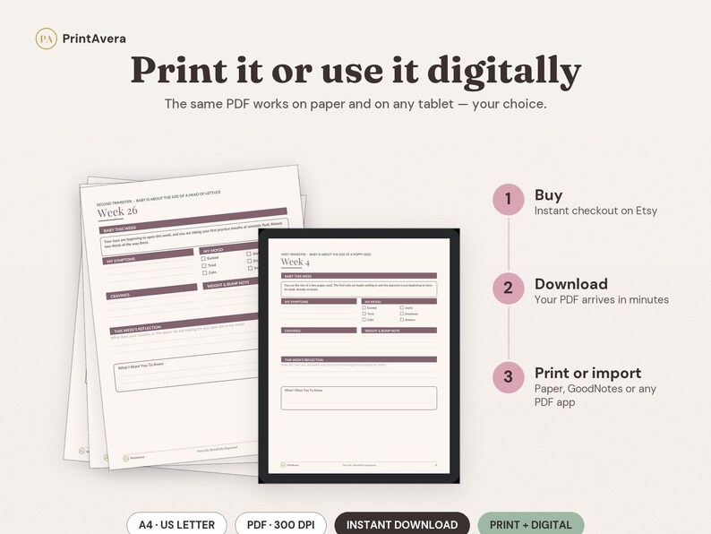 Pregnancy Journal | 61-Page Keepsake, Milestone Tracker (PDF Download) image 4