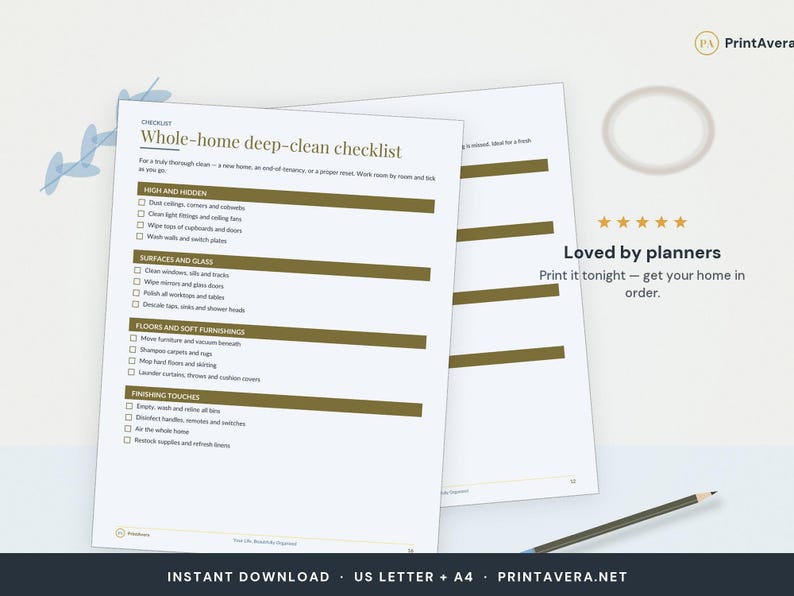 Cleaning Schedule Planner | Daily, Weekly, Monthly Checklists (PDF Download) image 5