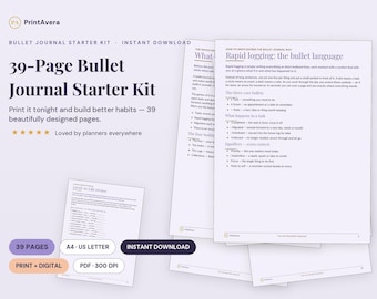 Bullet Journal Starter Kit | Habit Tracker Printable, Monthly Habit Tracker, Habit Tracker PDF | A4 US Letter, Instant Download PDF