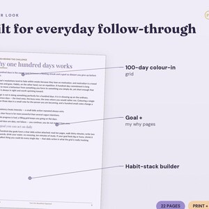 100 Day Challenge Tracker | Habit Goal Setting Printable (PDF Download) image 3
