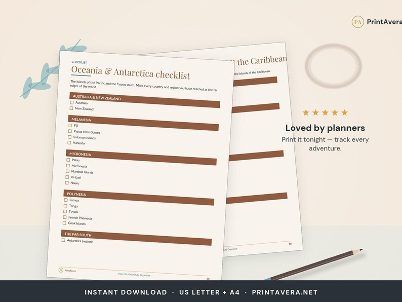 Countries Visited Checklist | Travel Tracker, Trip Log (PDF Download) image 5
