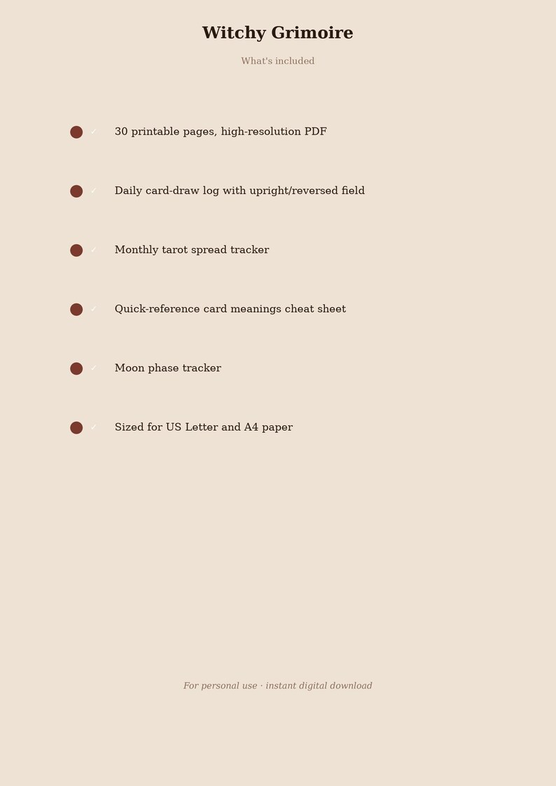 Witchy Grimoire Daily Tarot Journal Printable PDF, Book of Shadows Tarot Workbook, Cheat Sheet, Witchy Planner Pages image 4