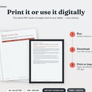 Workout Log Printable | Fitness Tracker, Strength, Cardio, Recovery (PDF Download) image 4