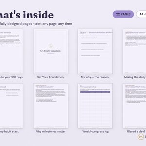 100 Day Challenge Tracker | Habit Goal Setting Printable (PDF Download) image 2