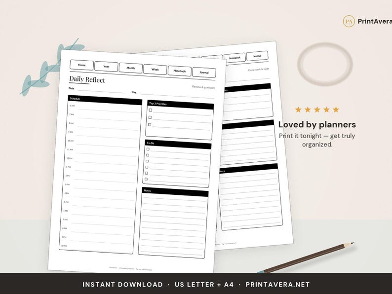 reMarkable 2 Planner | 67-Page Digital PDF, Daily Weekly Monthly (Instant Download) image 5
