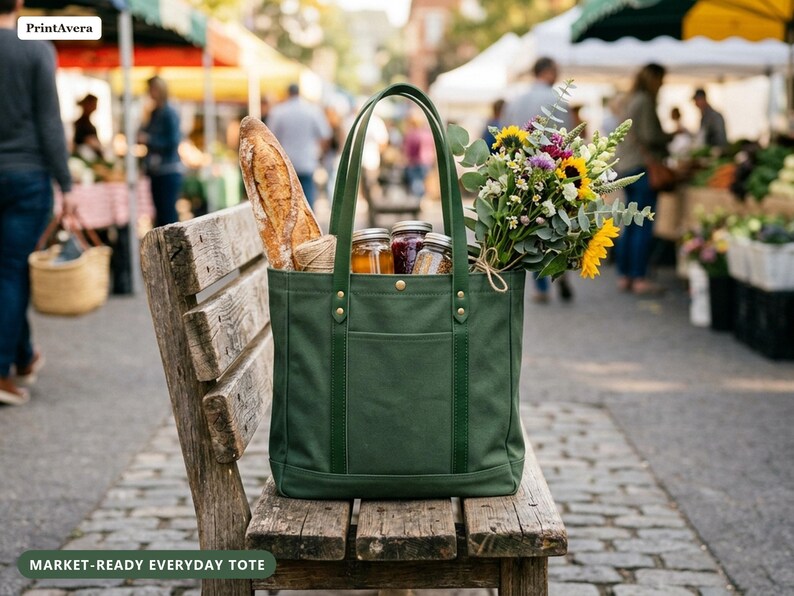 Multi Pocket Tote Bag Sewing Pattern | Canvas Tote PDF with Interior Organizer | Beginner Sewing Project | Instant Download US Letter A4 image 2