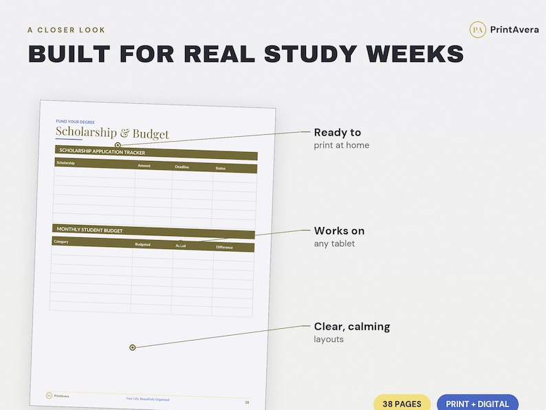 Online Student Planner Printable | Study, College, Academic Assignment Tracker (PDF Download) image 3