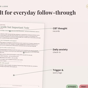 Anxiety Journal Printable | CBT Worksheets, Mental Health Workbook (PDF Download) image 3