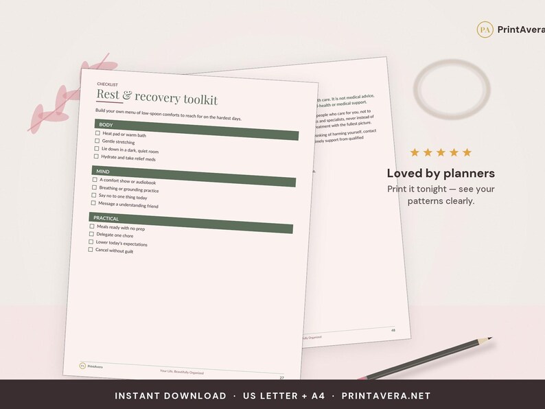 Chronic Illness Planner Printable | Symptom Tracker, Medication Log (PDF Download) image 5