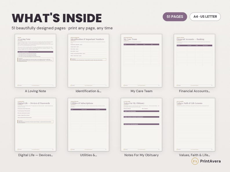 End of Life Planner | Legacy, Wishes, Family Information (PDF Download) image 2