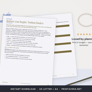 Notion Student Dashboard Planner | Installatiehandleiding, PDF (A4/US Letter) afbeelding 5