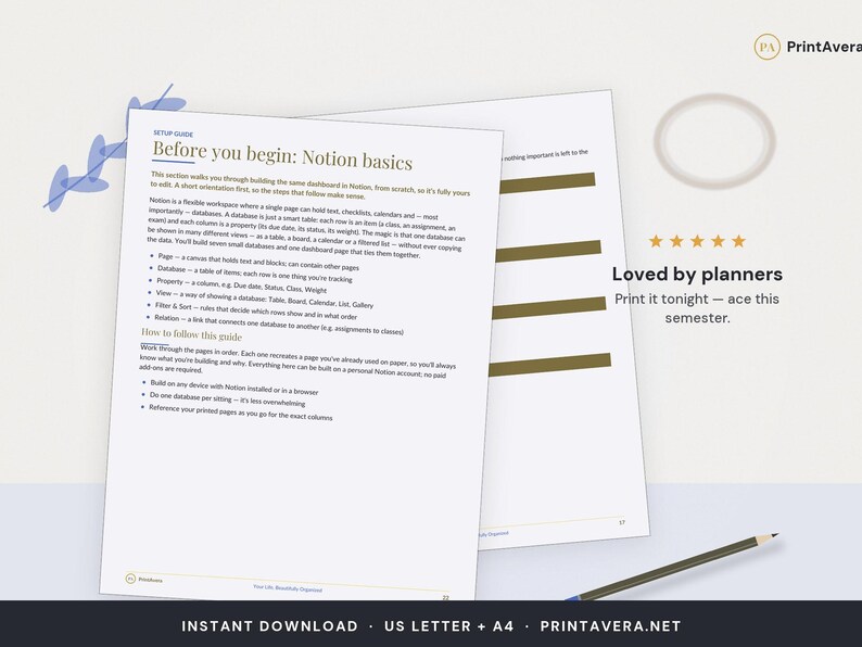 Notion Student Dashboard Planner | Installatiehandleiding, PDF (A4/US Letter) afbeelding 5