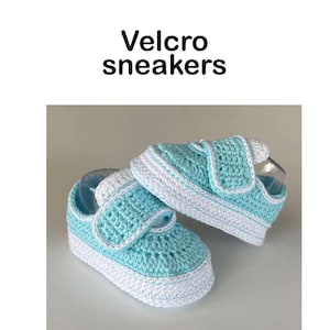 Crochet Baby Sneakers Pattern PDF, Hook and Loop Strap Shoes, Infant Booties Tutorial, Instant Digital Download