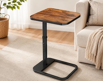 Adjustable TV Tray Table, C Shaped Side Table, Folding Laptop Table, Couch Snack Table, Sofa Bed End Table, Small Space Furniture