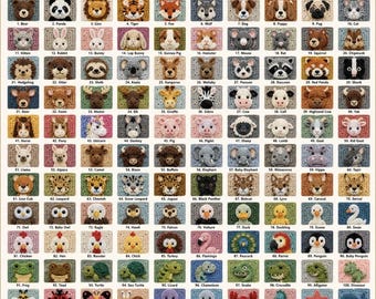 100+ Granny Square Crochet Patterns Bundle | Sea Creatures, Fruits & Animal Squares | PDF Digital Download