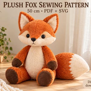 Fox Sewing Pattern PDF & SVG, 50 cm Plush Woodland Animal, Illustrated Tutorial