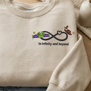 Sudadera bordada "Hasta el infinito y más allá", camiseta de Buzz y Woody, camiseta Disney a juego, camiseta de viaje de Toy Story.